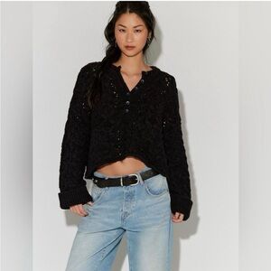 Free people Polly cable knit sweater black